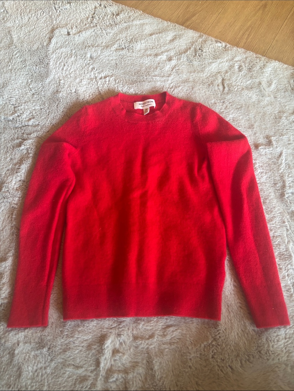 Nordstrom Bright Red 100% Cashmere Crewneck Sweater